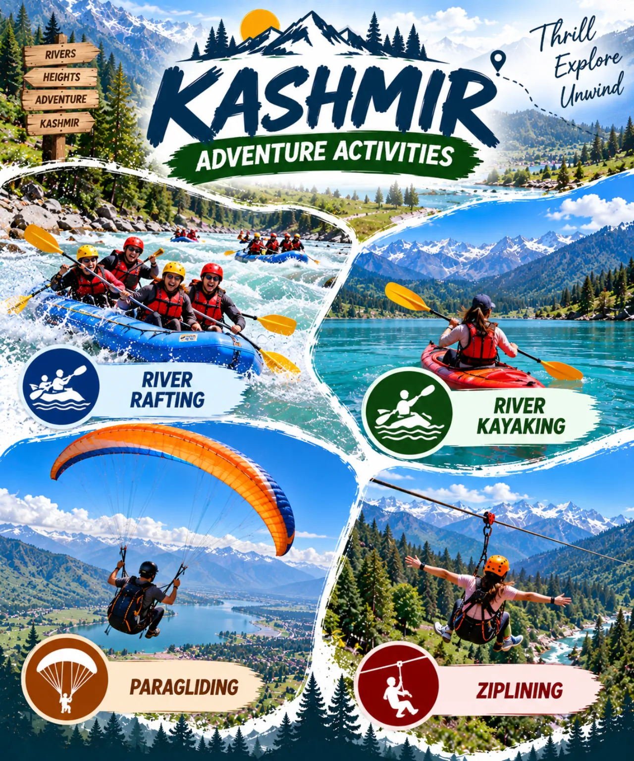 Pahalgam & Sonamarg Thrill Circuit: River Rafting, Kayaking & Paragliding