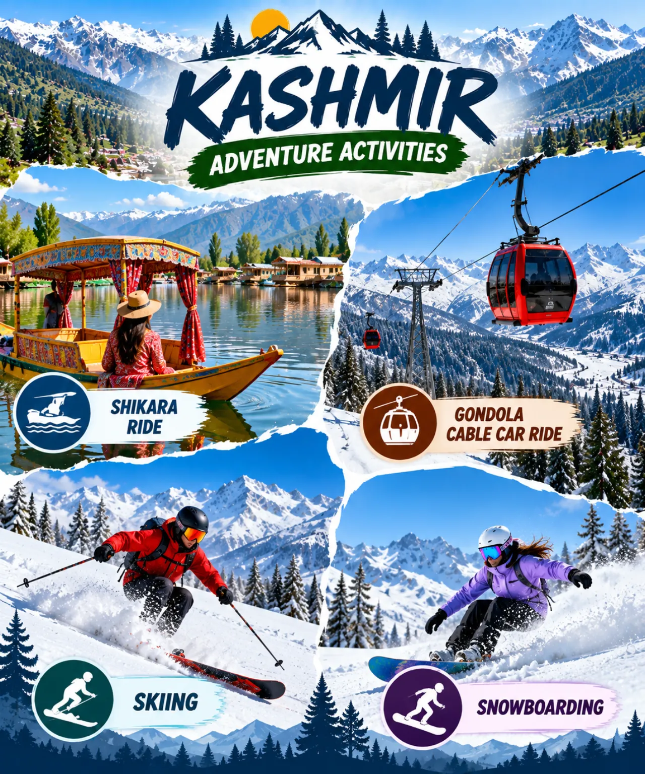 Kashmir Timeless Icons: Dal Lake Shikara, Gulmarg Gondola & Powder Skiing