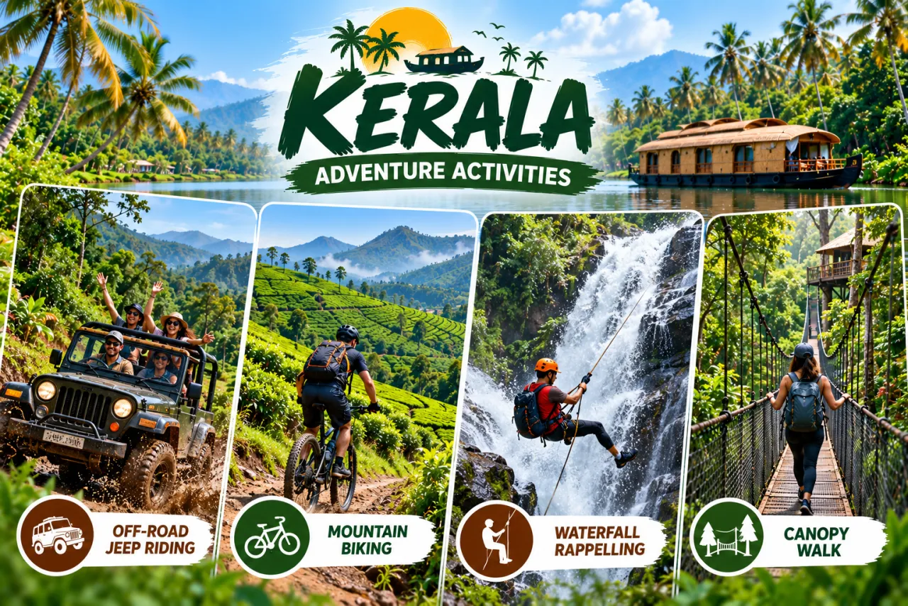 Munnar High-Range Adventures: Off-Road Jeep, Waterfall Rappelling & Canopy Walk