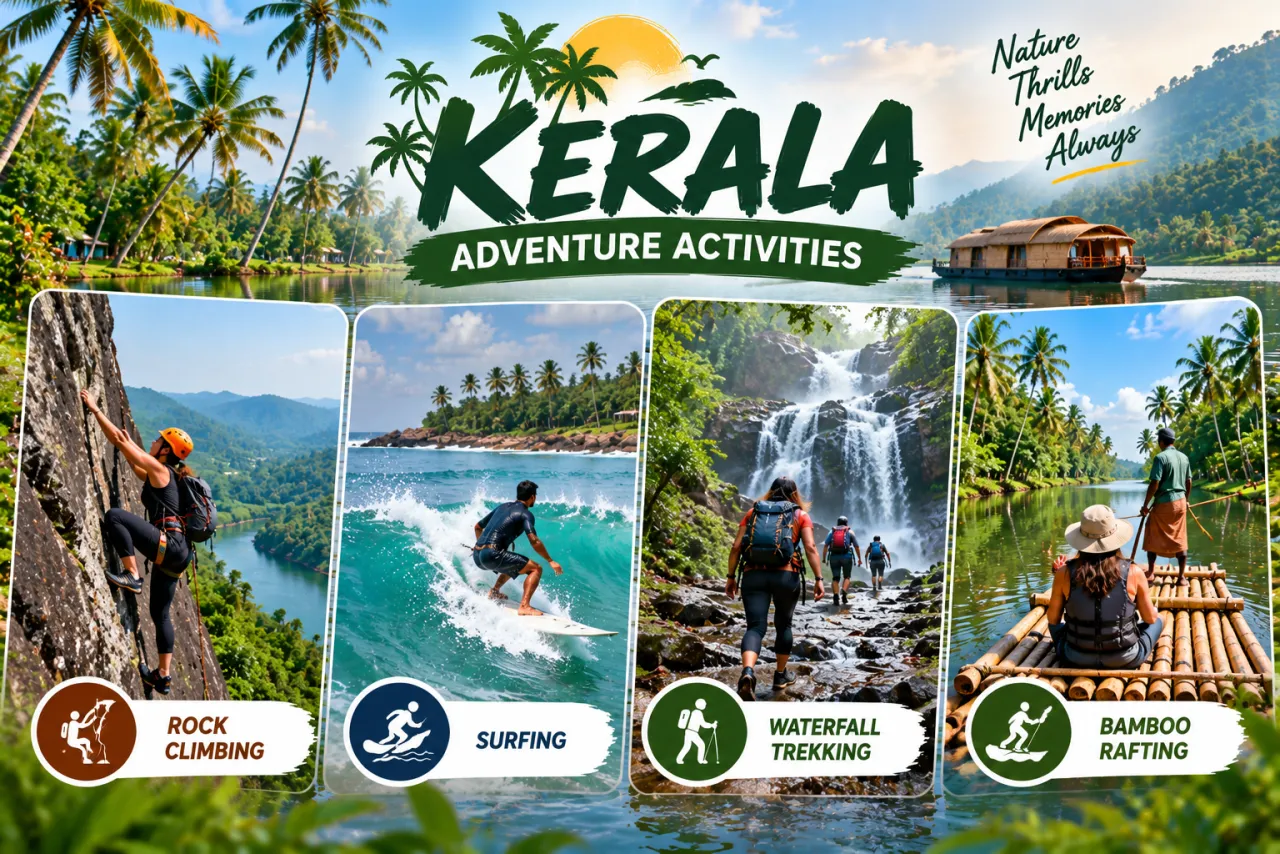 Kerala Eco-Adventures: Waterfall Trekking, Surfing & Periyar Bamboo Rafting