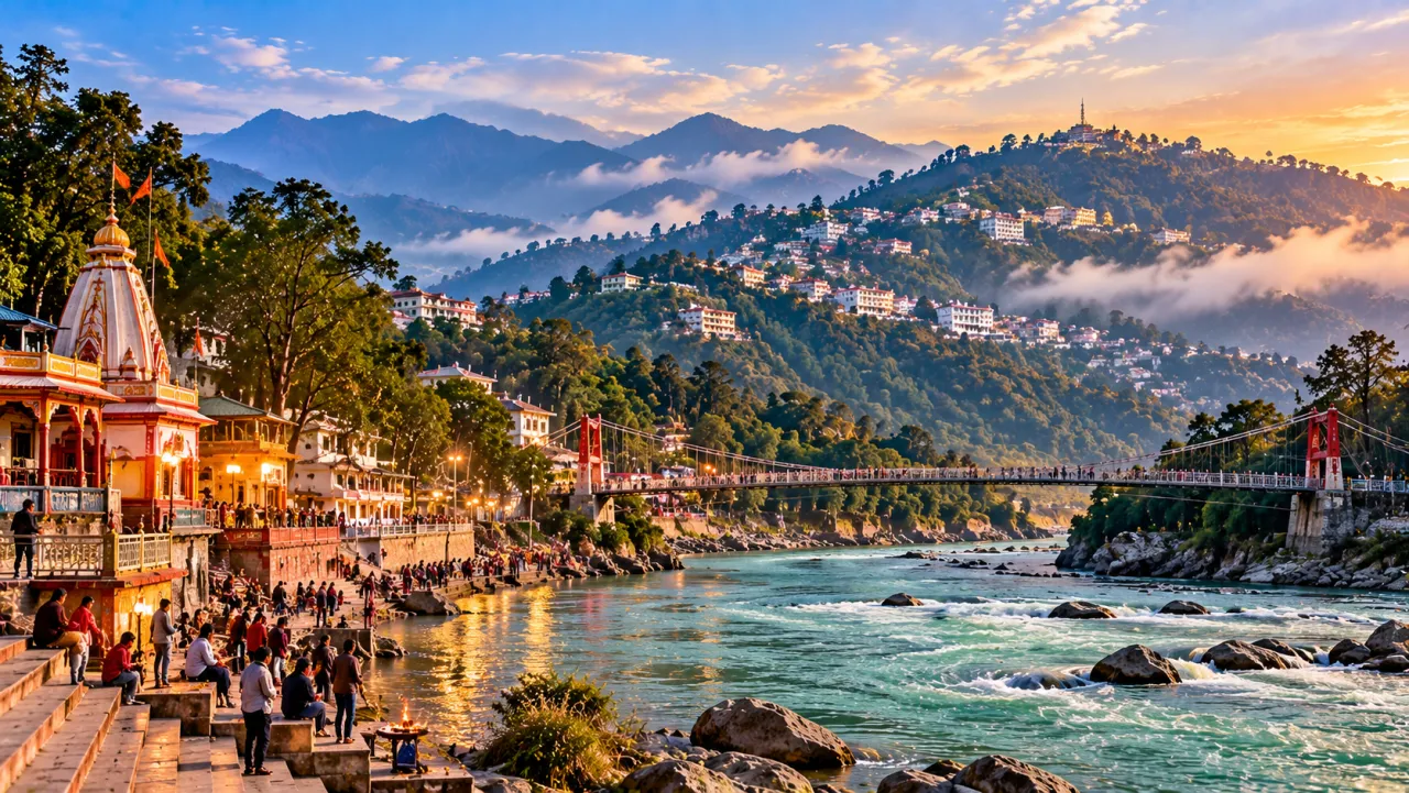 Holy Ganges With Mussoorie
