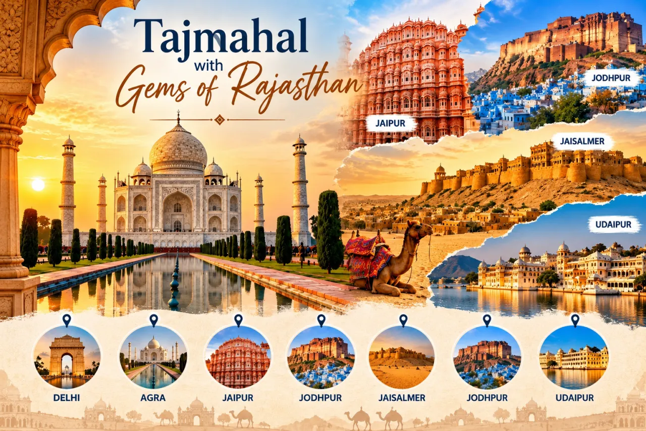 Taj Mahal with Gems of Rajasthan